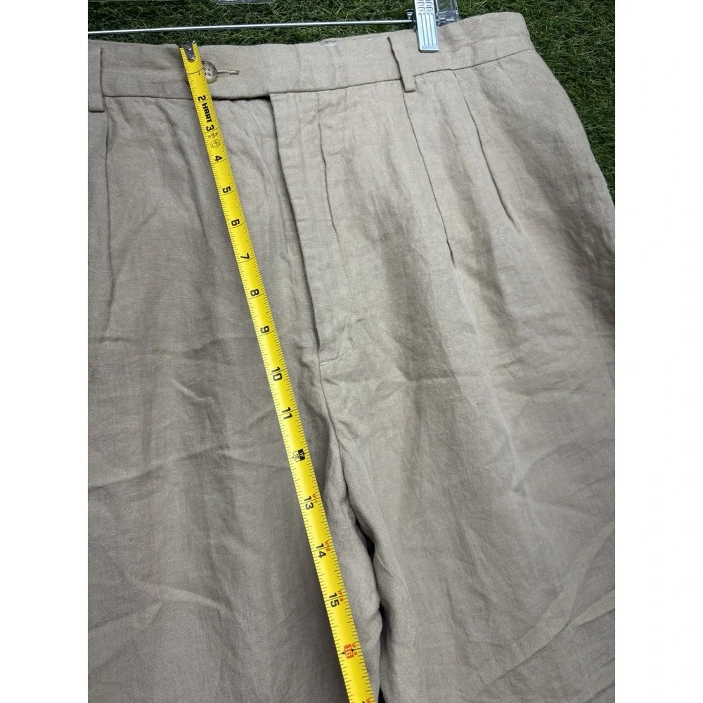 Daniel Cremieux Soiree Linen Pants Mens 38x30 Khaki Dress Lounge Beach Pleated